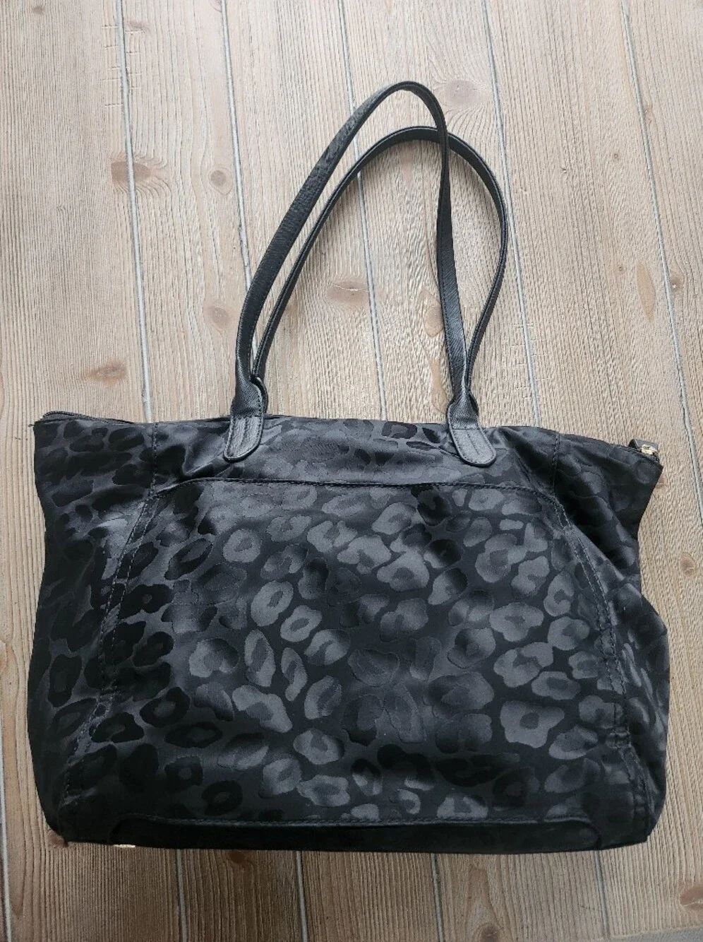 Michael Kors Black Leopard-Print Jacquard Tote with Gold Hardware
